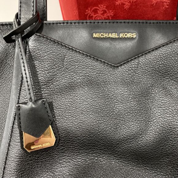 Michael Kors Whitney style black pebbled leather purseshoulder bag tote classic - Picture 2 of 11
